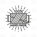 Stempel "100% handmade" szpulka z igłą