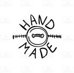 Stempel "handmade" guzik i szew