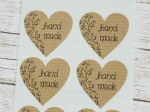 Naklejki KRAFT serce handmade listki