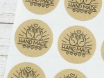 Naklejki eko KRAFT 4 cm handmade dłonie z sercem