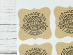 Naklejki eko KRAFT 4x4 cm retro kłębek made with love